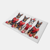 Australian Kelpie Christmas Dress Santa Hat Deurmat (Schuin)