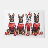 Australian Kelpie Christmas Dress Santa Hat Deurmat (Voorkant)