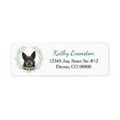 Australian Kelpie Dog Eucalyptus Leaf Wreath Etiket (Voorkant)
