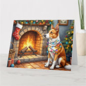 Australian Kelpie Fireplace with Christmas Lights Kaart (Voorkant)