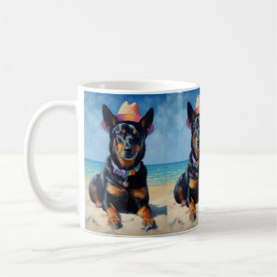 Australian Kelpie op het strand, hondenliefhebbers Koffiemok