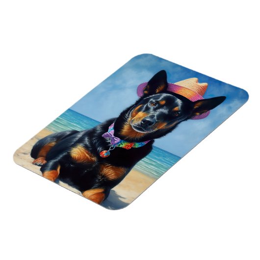 Australian Kelpie op het strand, hondenliefhebbers Magneet (Linkerzijde)