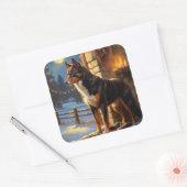 Australian Kelpie With Christmas Lights Holiday Vierkante Sticker (Envelop)