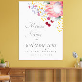 Australian King Protea Wedding Welcome Canvas Prin (Insitu (Woonkamer))