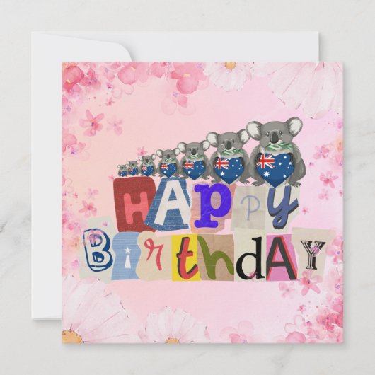 Australian Koala Happy Birthday Card Kaart (Voorkant)