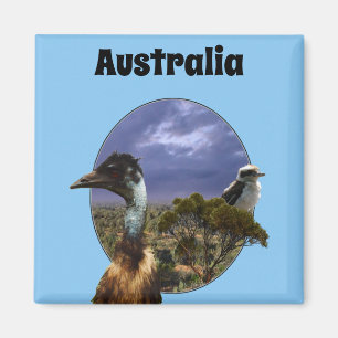 Australian Kookaburra and Emu, Fridge Magnet Magneet