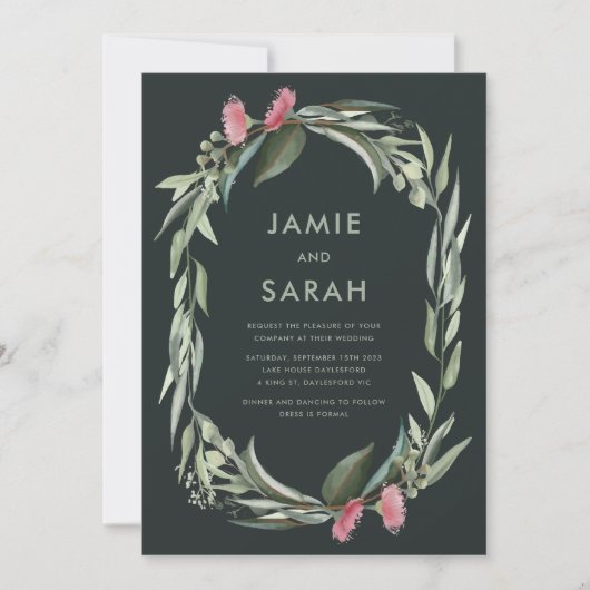 Australian Native Gum Blossom Wedding Invitation Kaart (Voorkant)