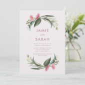 Australian Native Gum Blossom Wedding Invitation Kaart (Staand voorkant)
