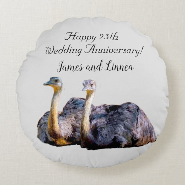 Australian Ostrich Funny Cartoon Rond Kussen (Voorkant)