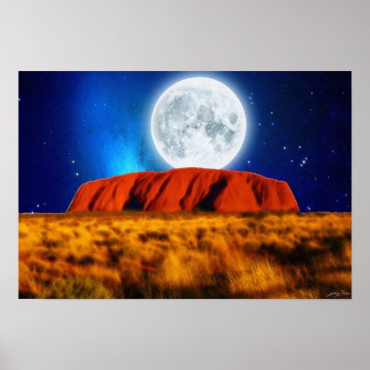 Australian Outback Ayers Rock "Uluru Moon" Art Poster (Voorkant)