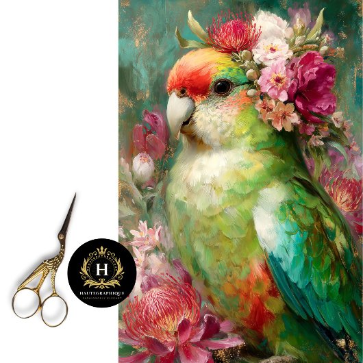 Australian Parrot Native Floral Crown Decoupage Tissuepapier