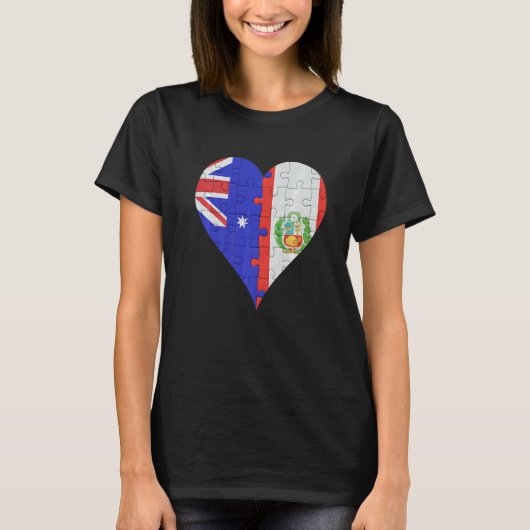 Australian Peruvian Flag Heart T-shirt (Voorkant)