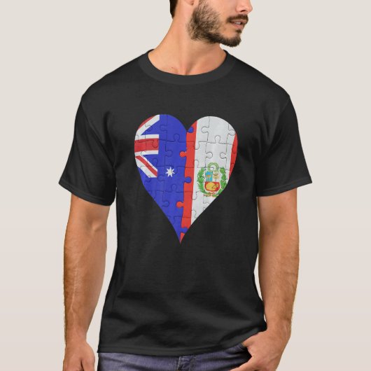 Australian Peruvian Flag Heart T-shirt (Voorkant)
