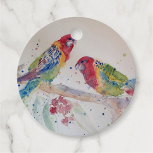 Australian Rosella Parrot Waterverf art Bedankjes Labels