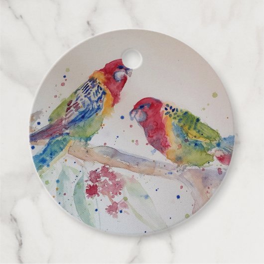 Australian Rosella Parrot Waterverf art Bedankjes Labels (Voorkant)