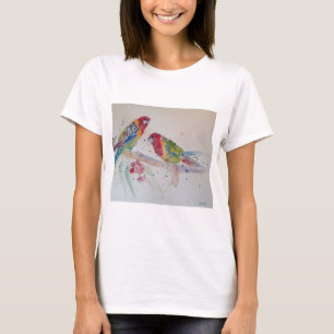 Australian Rosella Parrots Waterverf art T Shirt