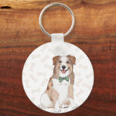 Australian Shepard Dog Illustration Sleutelhanger (Achterkant)