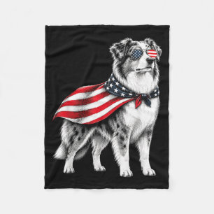 Australian Shepherd 4 juli Amerikaanse vlag Fleece Deken