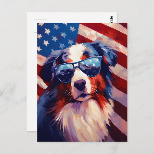 Australian Shepherd 4 juli Onafhankelijkheidsdag Briefkaart (Voorkant / Achterkant)