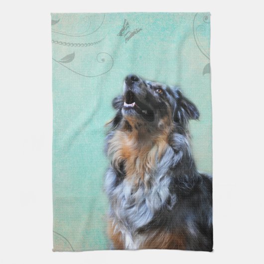 Australian Shepherd Artistic Photo Kitchen Towel Theedoek (Verticaal)