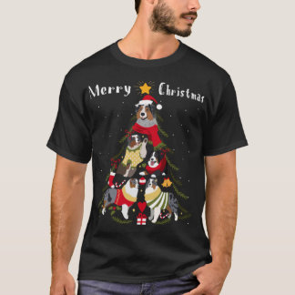 Australian Shepherd Aussie kerstboom Xmas Dog T-shirt