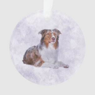 Australian Shepherd - Aussie Waterverf Digital Ar Ornament