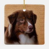 Australian Shepherd Aussie Waterverf Digital Art Keramisch Ornament (Achterkant)