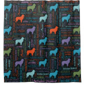 Australian Shepherd Aussie Word Art Douchegordijn (Voorkant)