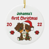 Australian Shepherd Babys eerste kerstmis Keramisch Ornament (Voorkant)
