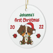 Australian Shepherd Babys eerste kerstmis Keramisch Ornament (Links)