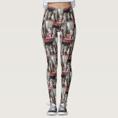 Australian Shepherd bij de open haard Kerstmis Leggings (Voorkant)