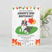 Australian Shepherd Birthday Invitation Kaart (Staand voorkant)