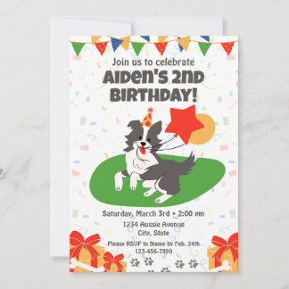 Australian Shepherd Birthday Invitation Kaart
