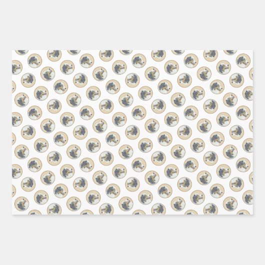Australian Shepherd Black Tri Schilderen Hond Art Inpakpapier Vel (Voorkant 2)
