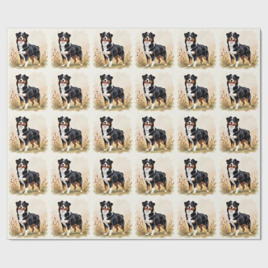 Australian Shepherd Black Tricolor Aussie Dog Cadeaupapier (Vlak)