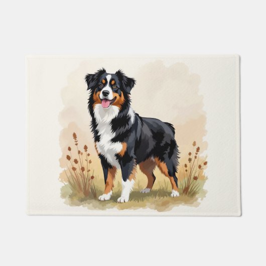 Australian Shepherd Black Tricolor Aussie Dog Deurmat (Voorkant)