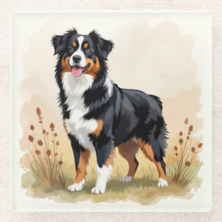 Australian Shepherd Black Tricolor Aussie Dog Glazen Onderzetter