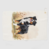Australian Shepherd Black Tricolor Aussie Dog Golfhanddoek (Horizontaal)