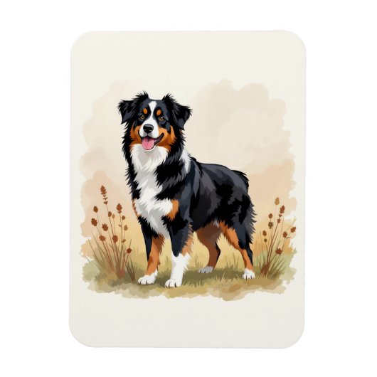 Australian Shepherd Black Tricolor Aussie Dog Magneet (Verticaal)