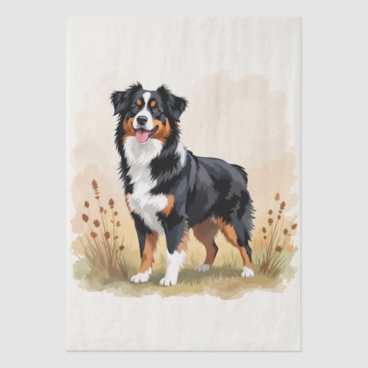 Australian Shepherd Black Tricolor Aussie Dog Tissuepapier (Voorkant)