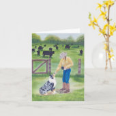 Australian Shepherd Blank Notecard Kaart (Gele Bloem)