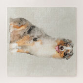 Australian Shepherd - Blue Merle Waterverf Legpuzzel (Horizontaal)