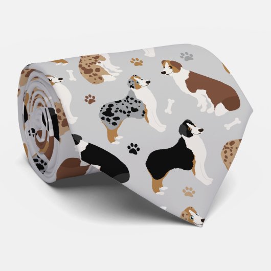 Australian Shepherd Bones and Paws Grey Cravate (Roulé)