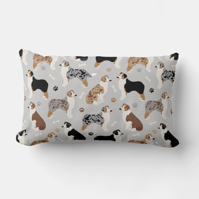 Australian Shepherd Bones and Paws Lumbar Coussin (Recto)