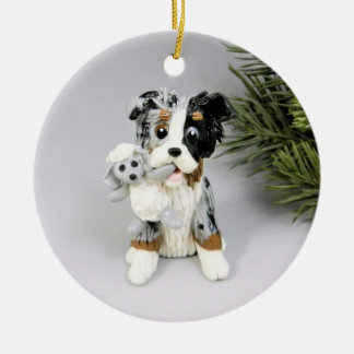 Australian Shepherd Bue Merle Keramisch Ornament