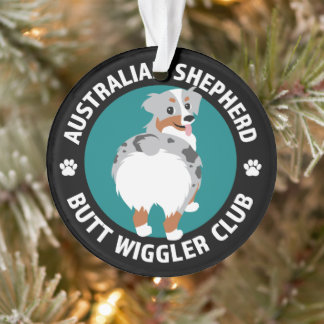 Australian Shepherd Butt Wiggler Club (Blue Merle) Ornament