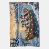 Australian Shepherd Christmas Boat Holiday Theedoek (Verticaal)
