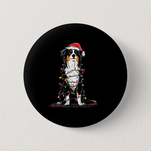 Australian Shepherd Christmas Graphics Dog Lights  Ronde Button 5,7 Cm (Voorkant)