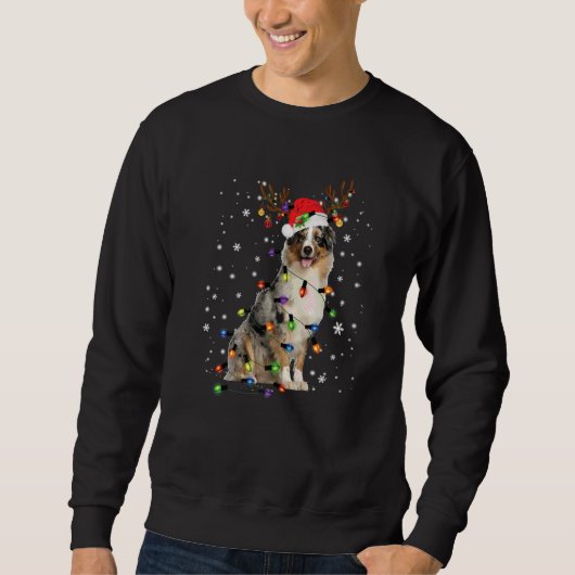 Australian Shepherd Christmas Reindeer Santa Hat P Trui (Voorkant)