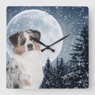 Australian Shepherd Clock Vierkante Klok